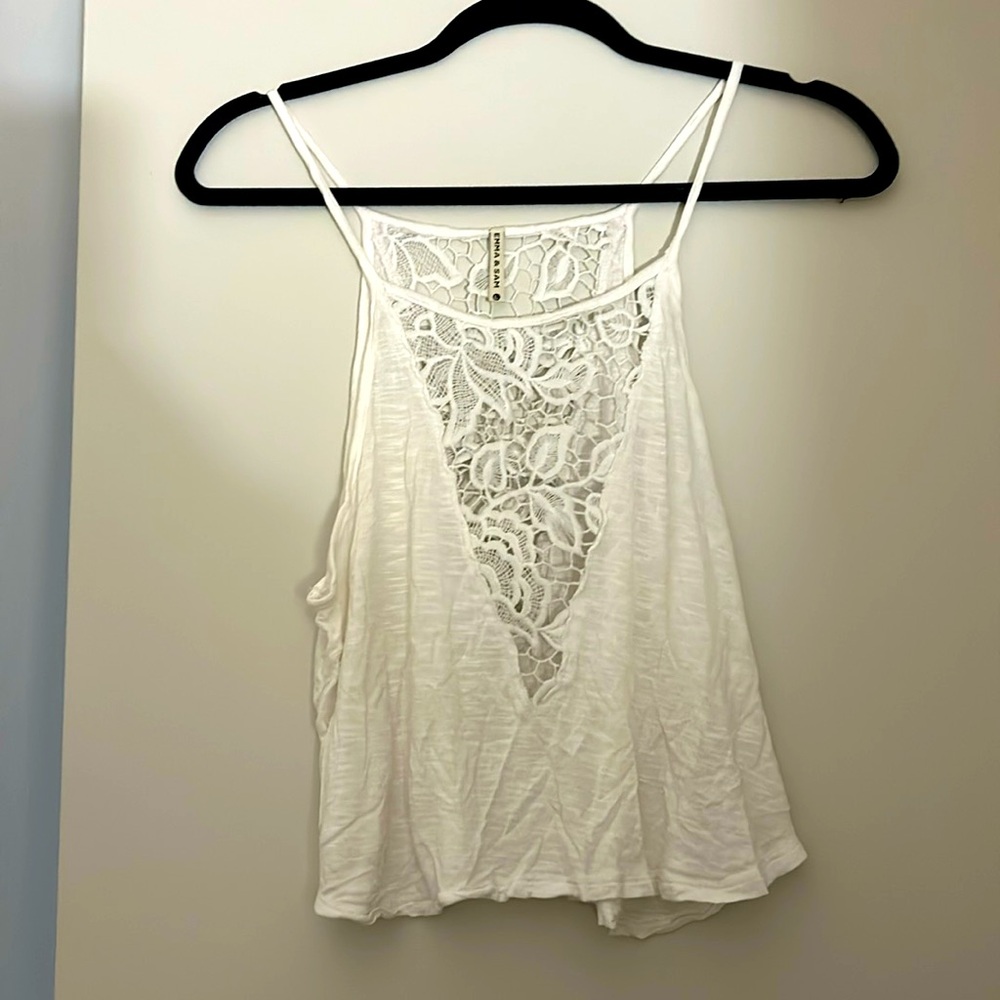 LF white lace tank